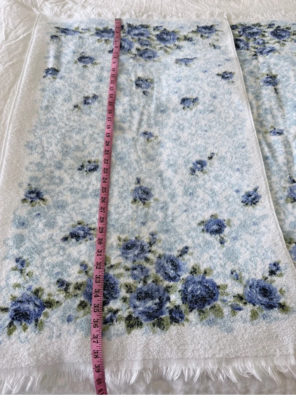 Cannon | Set Of 6 | Vintage Blue Roses 2 Bath & 2 Hand Towels | 2 Wash Clothes